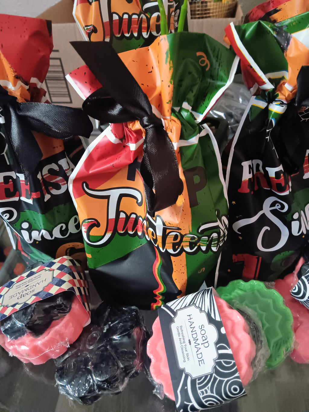 Juneteenth gift bags/ flower hand soap